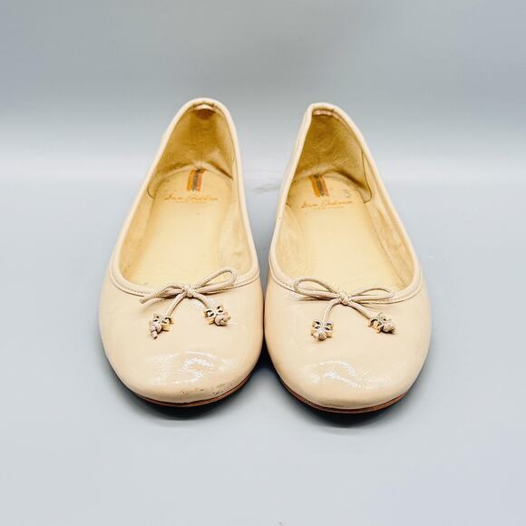 Sam Edelman Shoes Womens 8 Beige Leather Felicia Ballet Flats Bow Charm Slip On - Picture 3 of 12